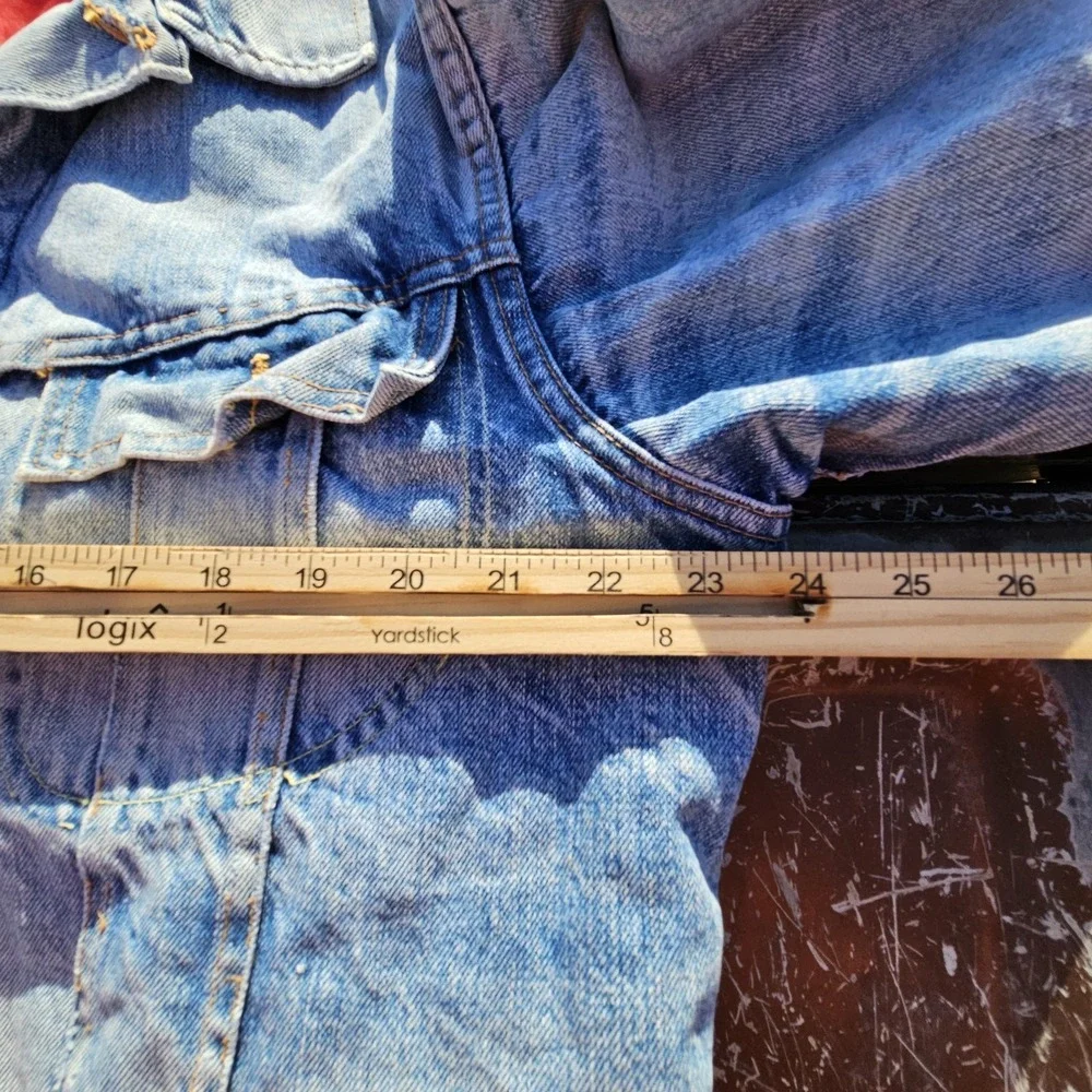 True VTG Lined Denim Trucker Jacket Type 3 Lg (Boxy) Faded And Stained Red Gut